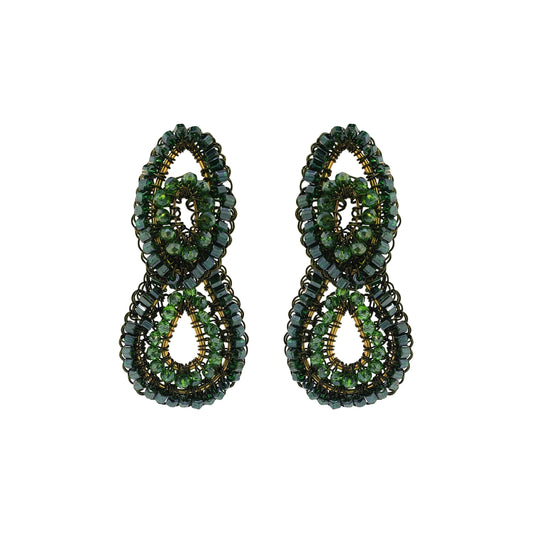 Forest Green Mix Kali Handmade Crochet Earrings
