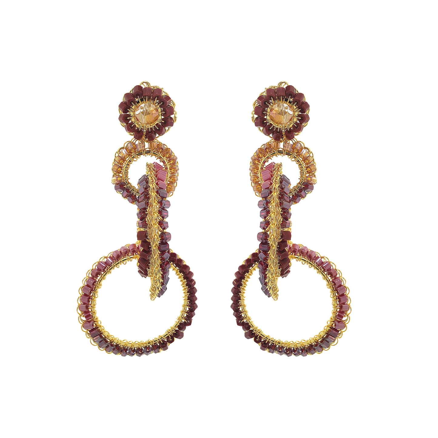 Crimson Red Mix Grace Handmade Earrings