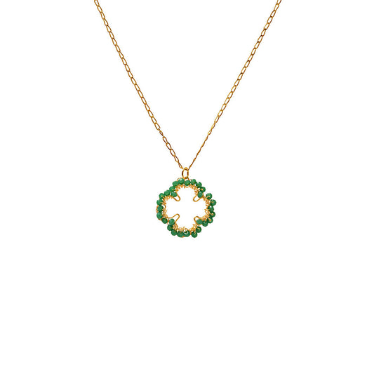 Green & Gold Lucky Clover Handmade Crochet Necklace