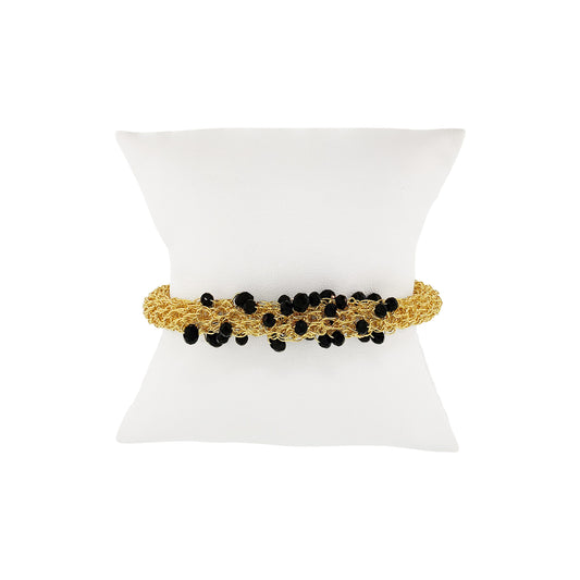 Black & Gold Wild Card Handmade Crochet Bracelet