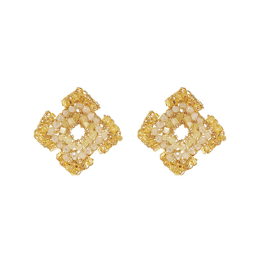 Camel Nude Mix Puzzle Mini Posts Handmade Crochet Earrings