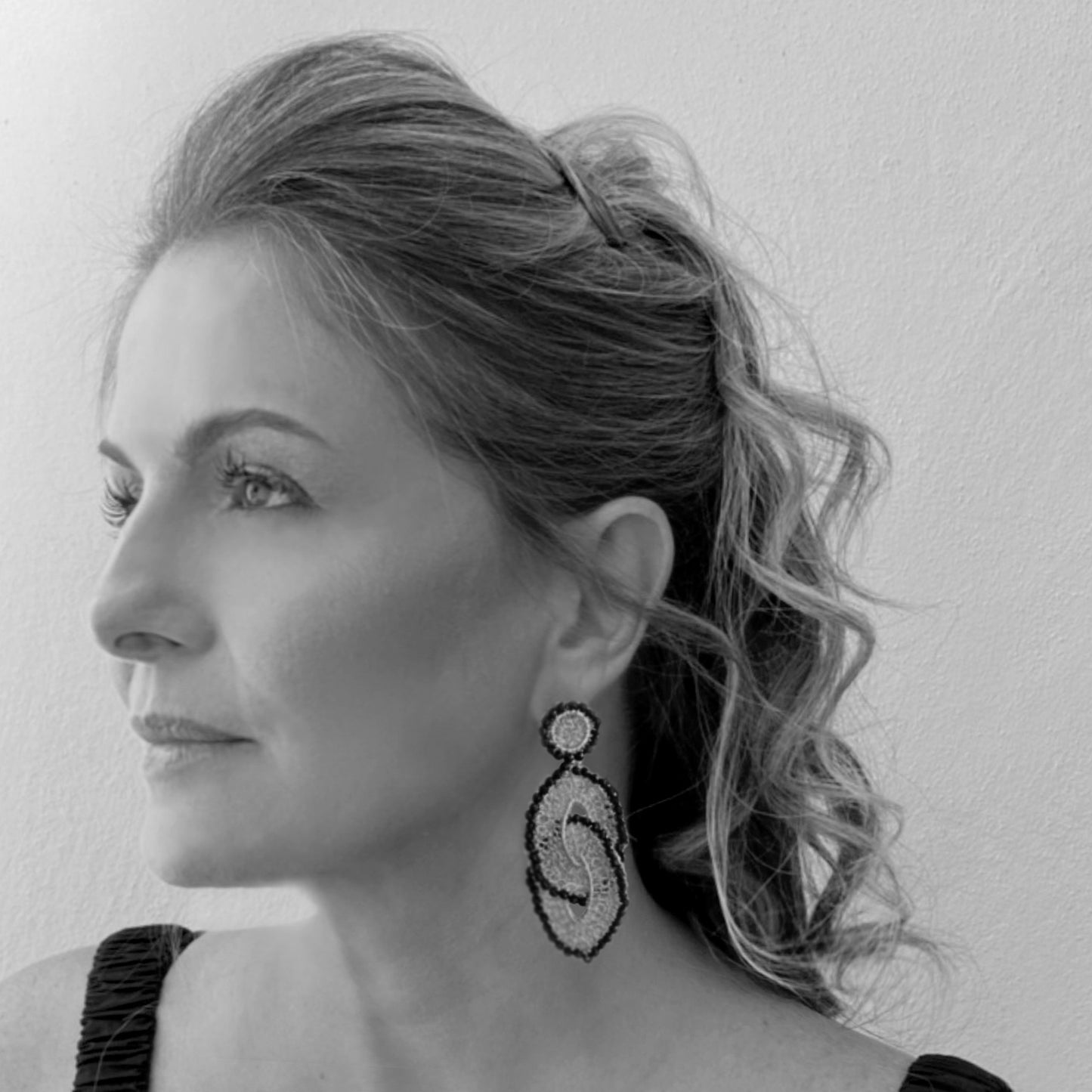 Clear & Silver Minerva Handmade Crochet Earrings