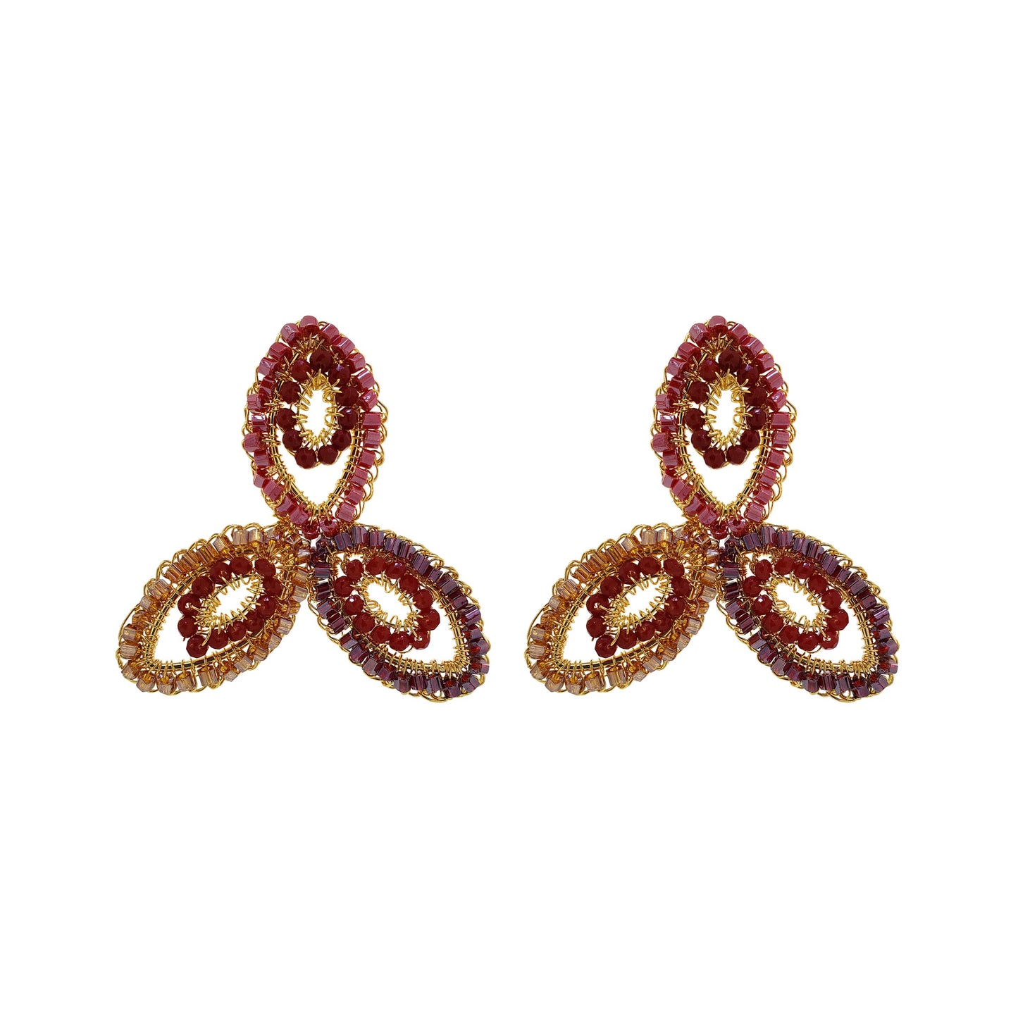 Crimson Red Mix Triny Handmade Crochet Earrings