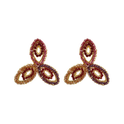 Crimson Red Mix Triny Handmade Crochet Earrings