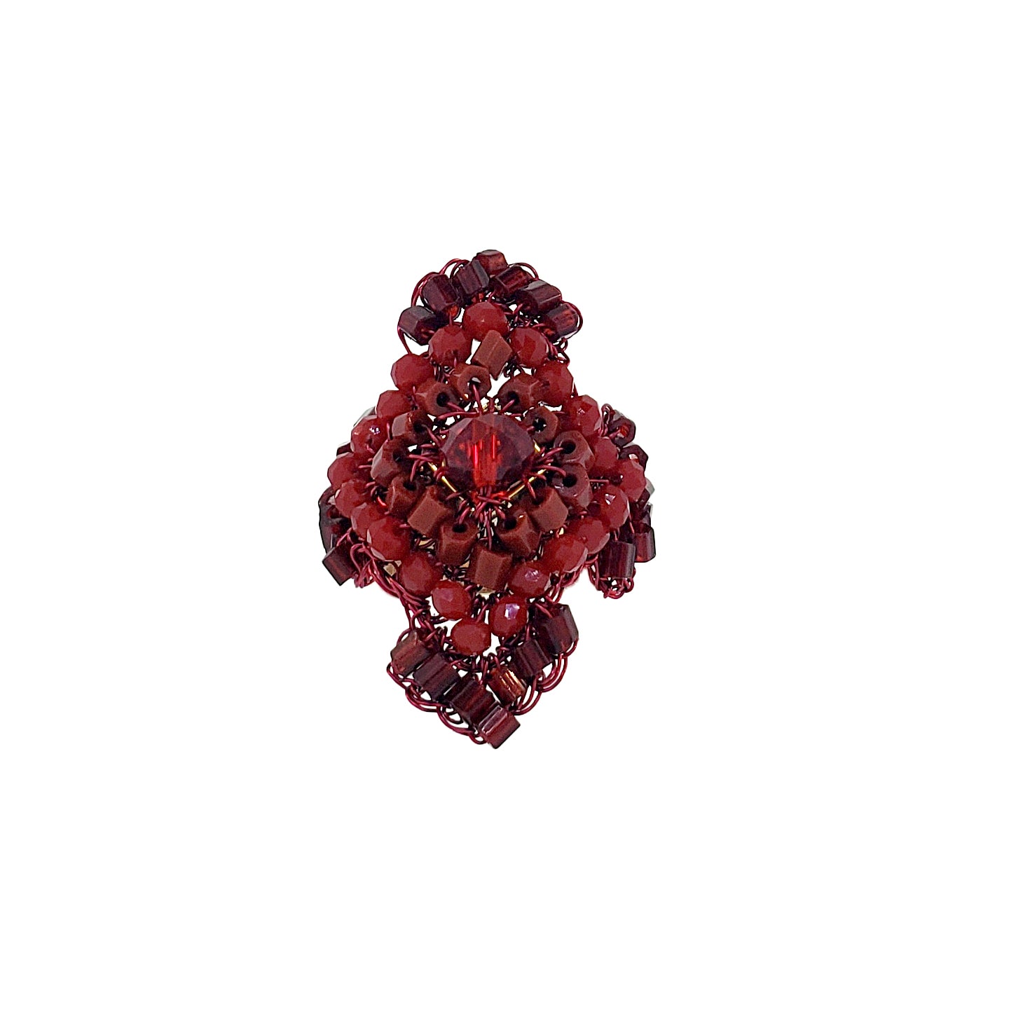 Cherry Red Puzzle Handmade Crochet Ring