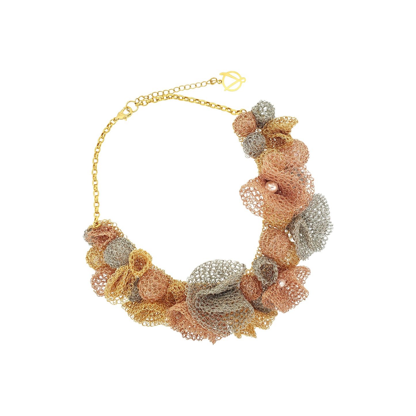 Trio Gold Mix Reef Maxi Handmade Crochet Necklace