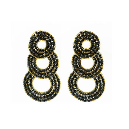 Black & Gold Gush Handmade Crochet Cascade Earrings