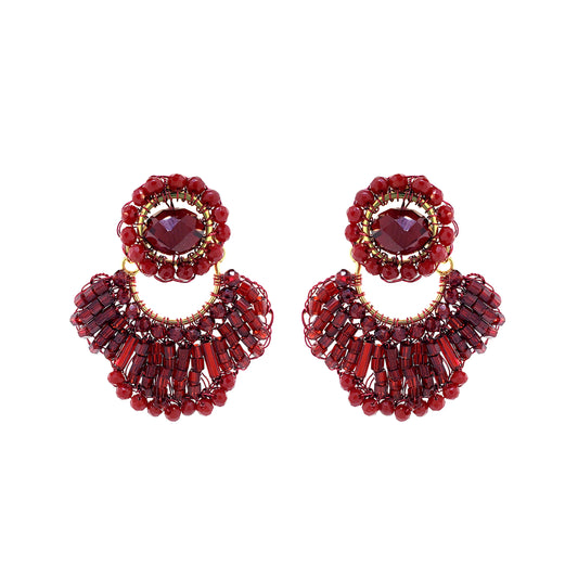 Cherry Red Mix Queen Handmade Crochet Earrings