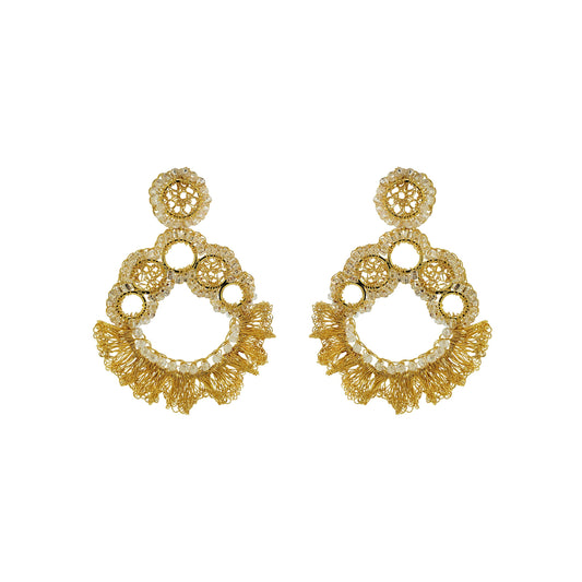 Clear & Gold Gaia Maxi Handmade Crochet Earrings