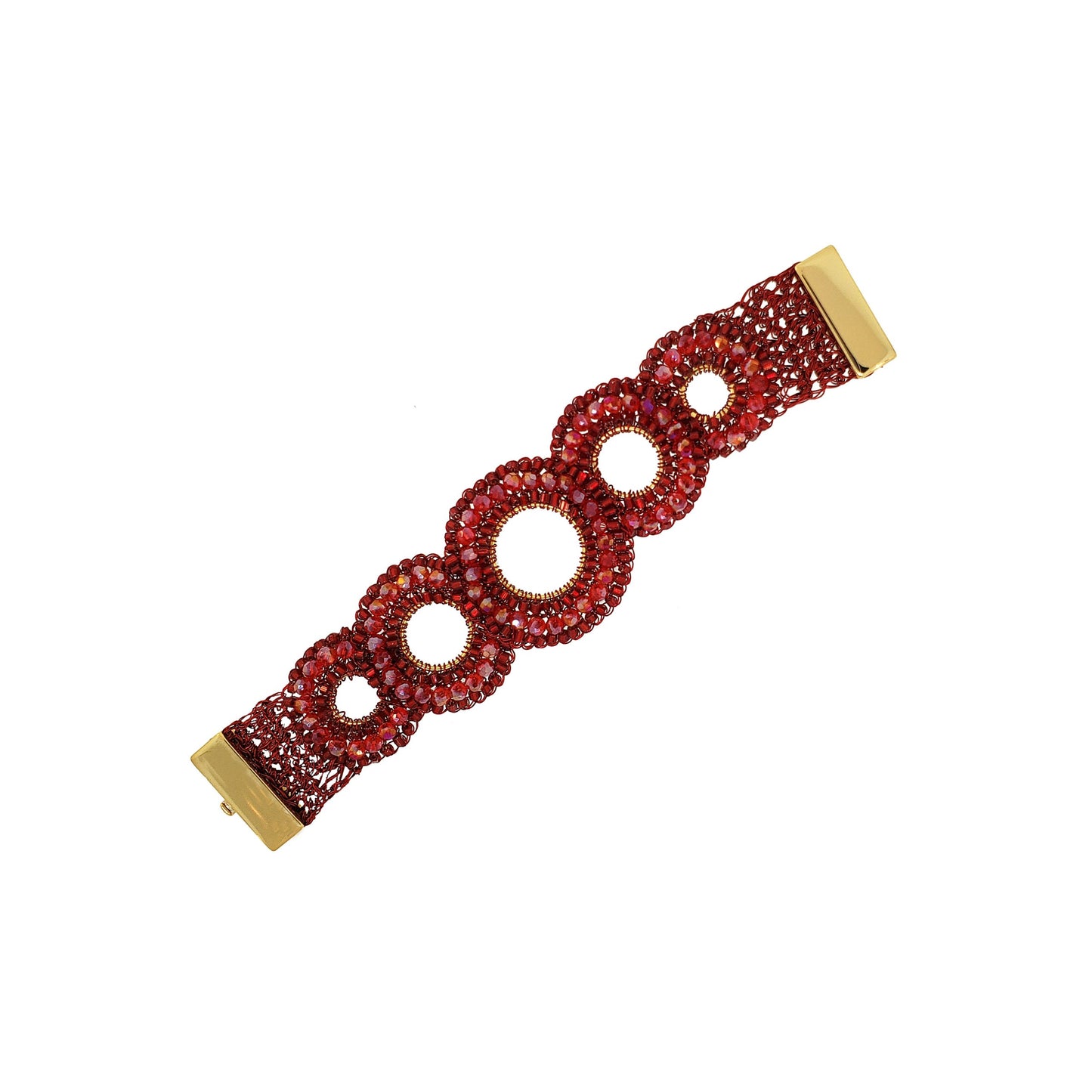 Red & Gold Gush Handmade Crochet Bracelet