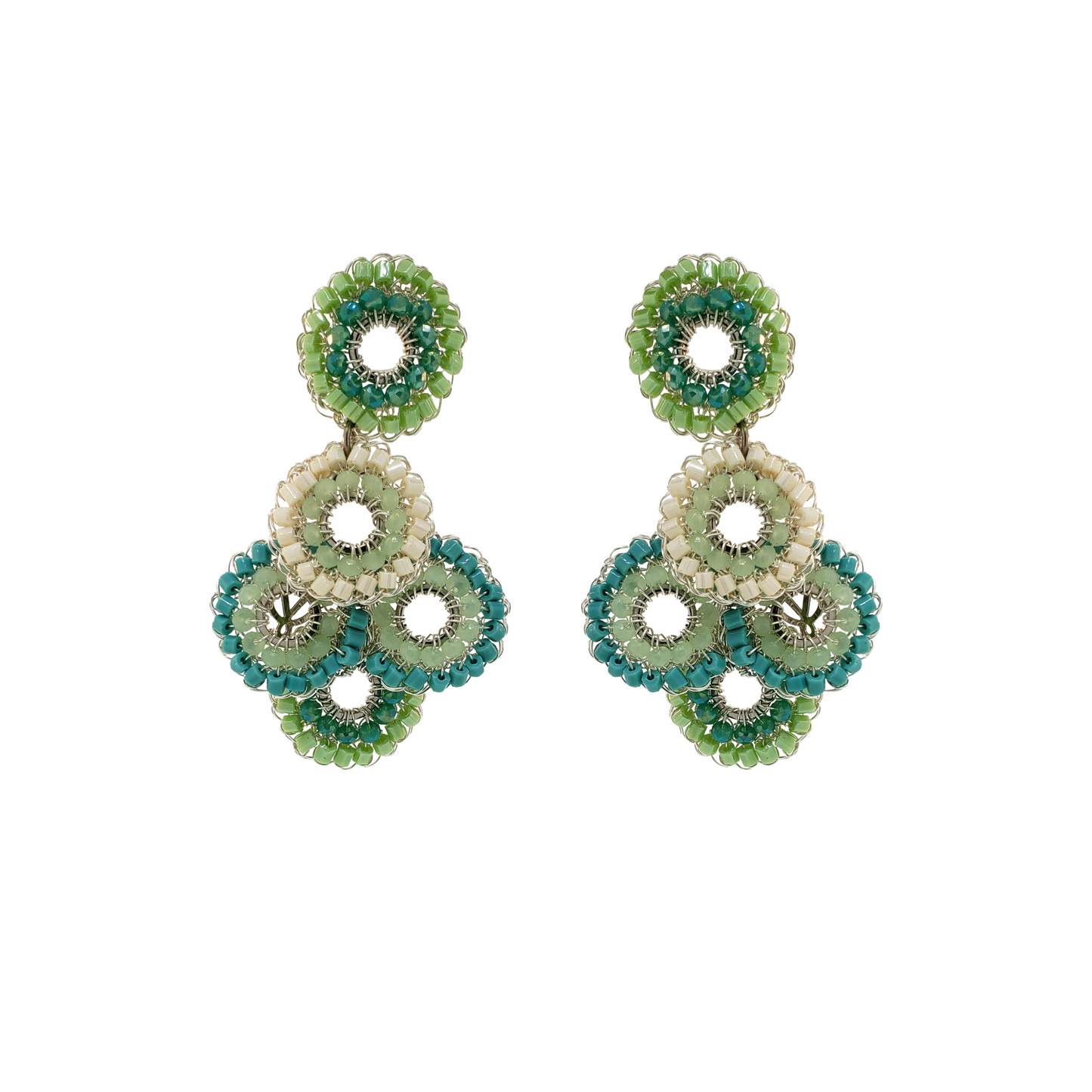 Turquoise Mix Coco Handmade Crochet Earrings
