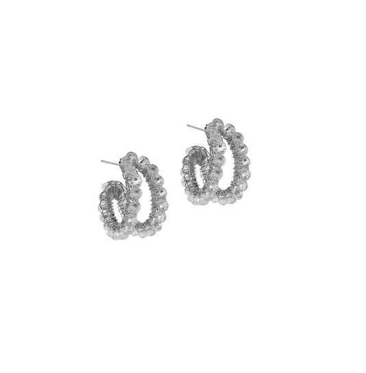 Clear & Silver Nina Handmade Crochet Hoops
