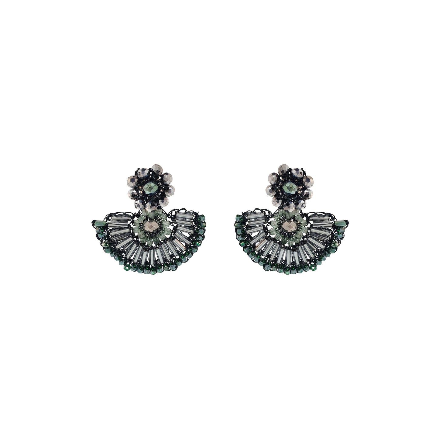 Moss Green Mix Pawn Handmade Crochet Earrings