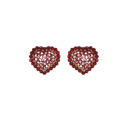 Cherry Red Amour Mini Posts Handmade Crochet Earrings