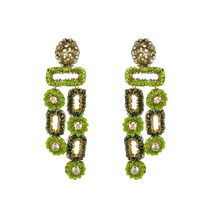 Neon Green Mix Tyche Handmade Crochet Earrings