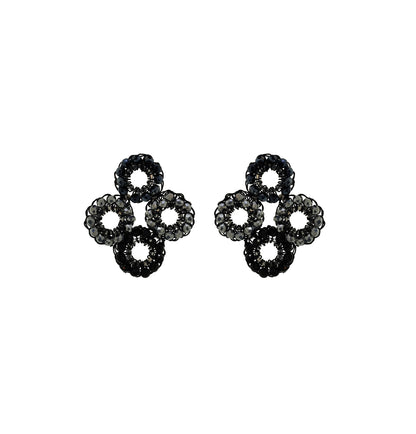 Royal Black Mix Clubs Handmade Crochet Earrings