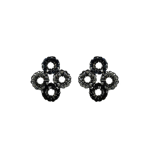Royal Black Mix Clubs Handmade Crochet Earrings