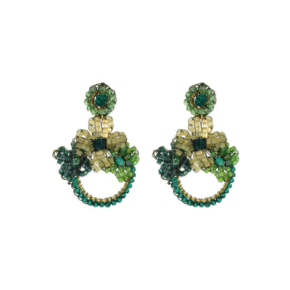 Forest Green Garden Medium Handmade Crochet Earrings