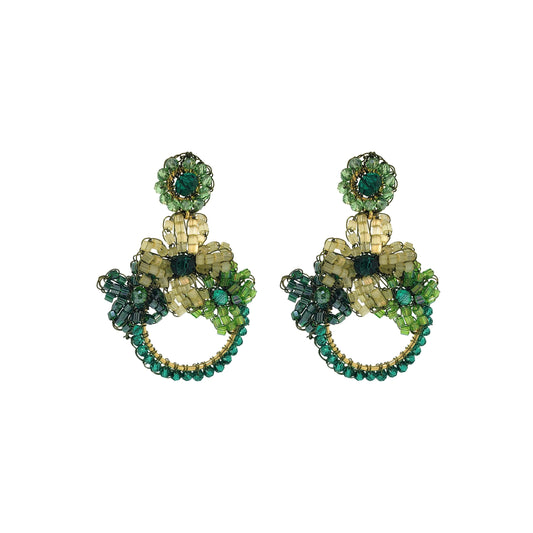 Forest Green Garden Medium Handmade Crochet Earrings