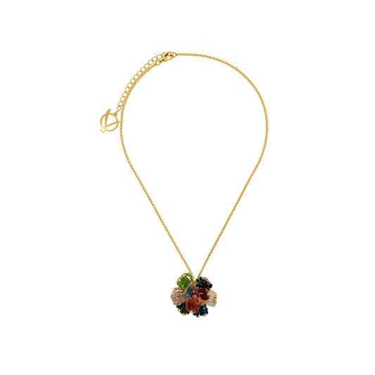 Multi & Gold Mini Blossom Handmade Crochet Necklace