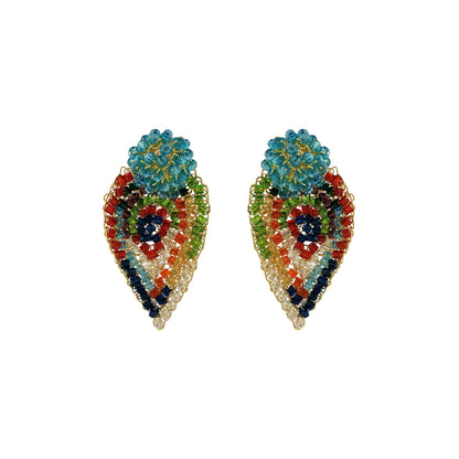 Multi & Gold Calla Handmade Crochet Post Earrings