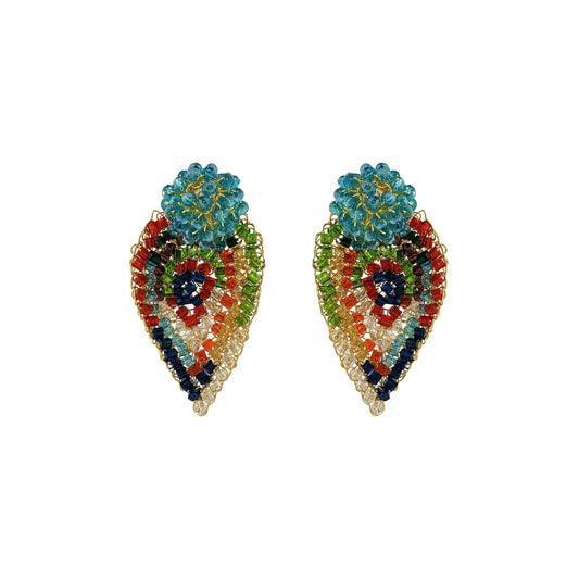 Multi & Gold Calla Handmade Crochet Post Earrings