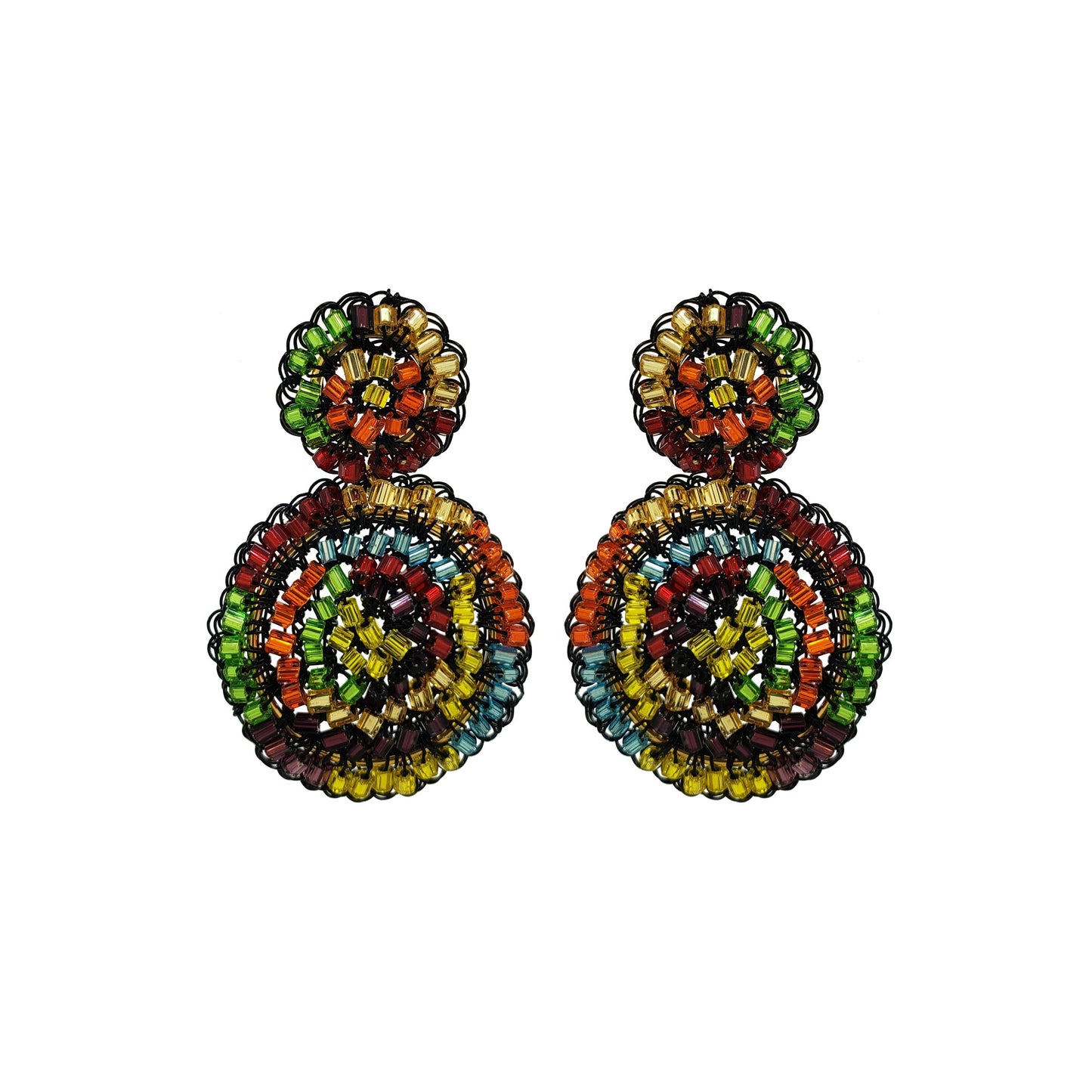 Multi & Black Dahlia Mini Handmade Earrings