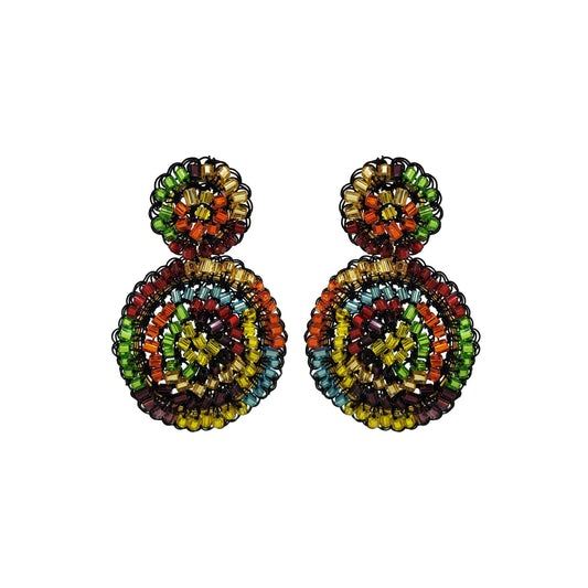 Multi & Black Dahlia Mini Handmade Earrings