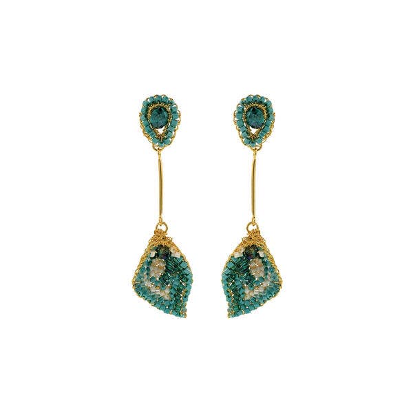 Ocean Teal Mix Tulip Handmade Crochet Earrings