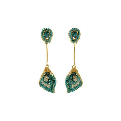 Ocean Teal Mix Tulip Handmade Crochet Earrings