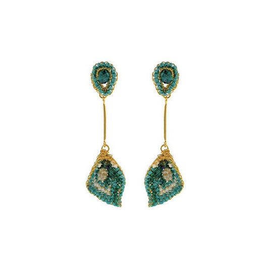 Ocean Teal Mix Tulip Handmade Crochet Earrings