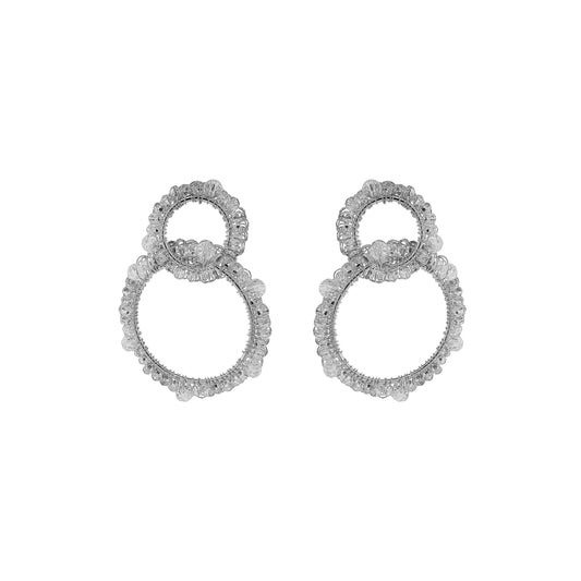 Clear & Silver High Roller Handmade Crochet Earrings