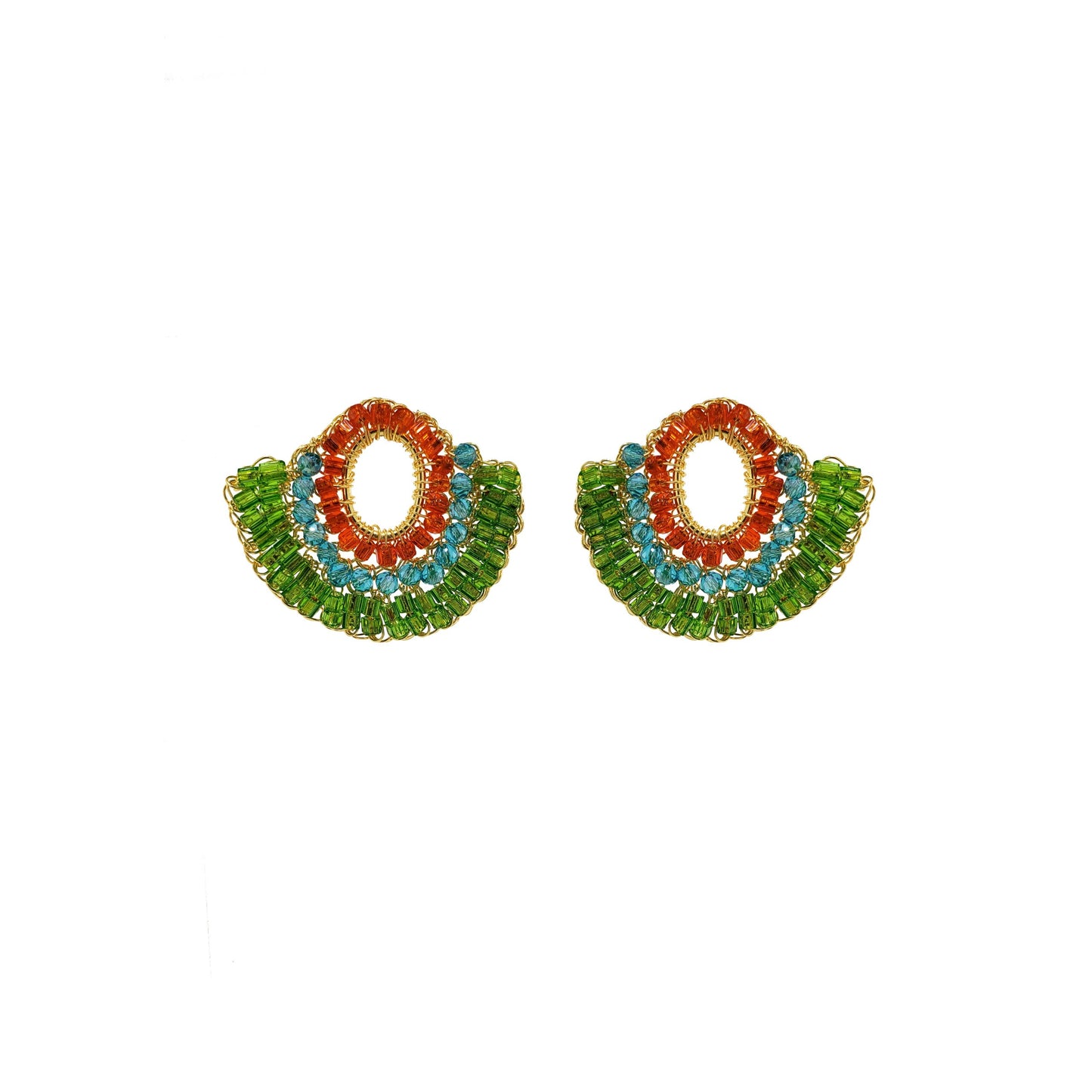 Multi & Gold Hailee Handmade Crochet Earrings