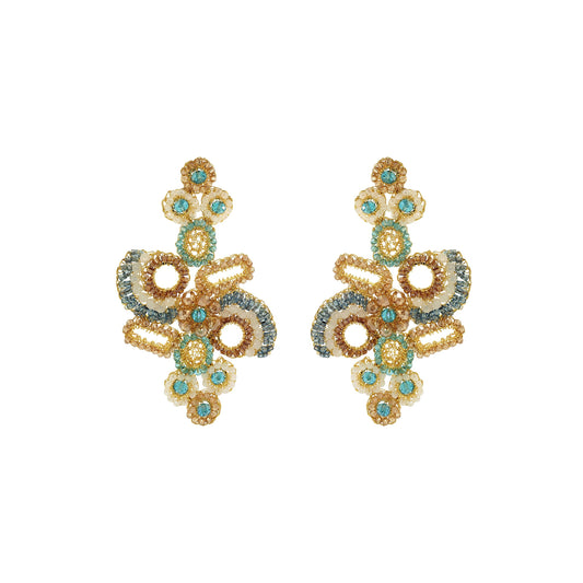 Seafoam Blue Mix Althea Maxi Handmade Crochet Earrings