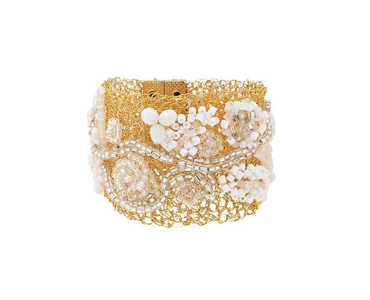 White & Gold Garden Handmade Bracelet