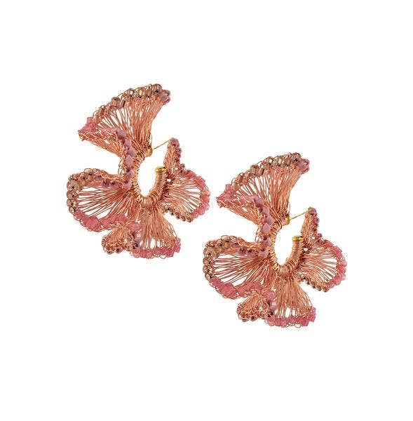 Rose Quartz Mix Rio Hoops Handmade Crochet Earrings