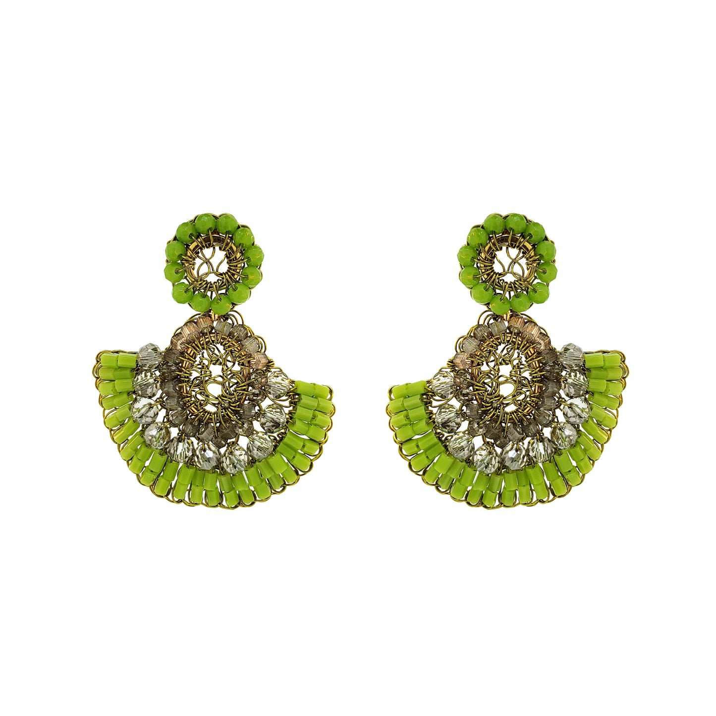 Neon Green Mix Althea Mini Dangle Handmade Crochet Earrings