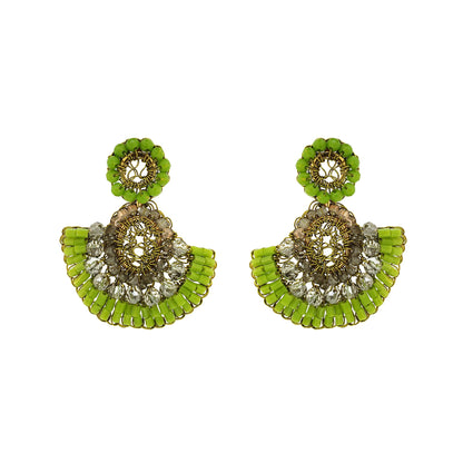 Neon Green Mix Althea Mini Dangle Handmade Crochet Earrings