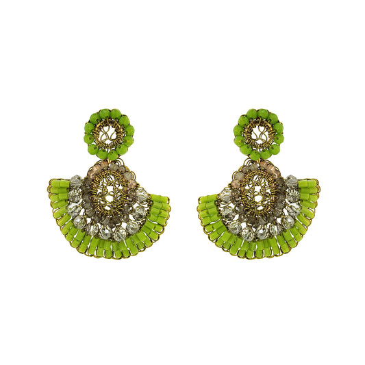 Neon Green Mix Althea Mini Dangle Handmade Crochet Earrings