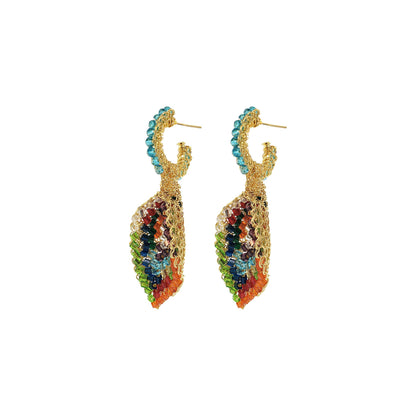 Multi & Gold Arum Handmade Crochet Earrings