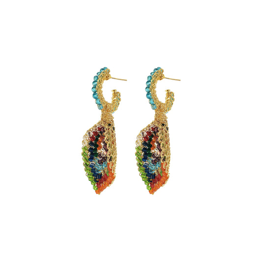 Multi & Gold Arum Handmade Crochet Earrings