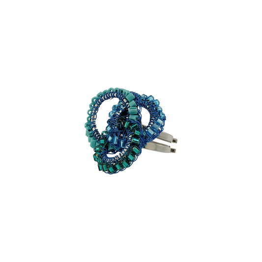 Ocean Blue Mix Leah Trio Handmade Ring