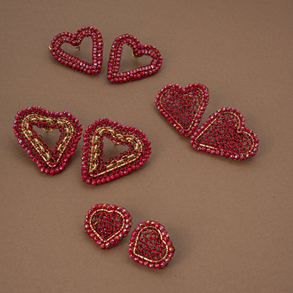 handmade-crochet-heart-shape-earrings-18k-gold-filled-wire-hypoallergenic-lightweight-statement-valentines-drop-collection-red