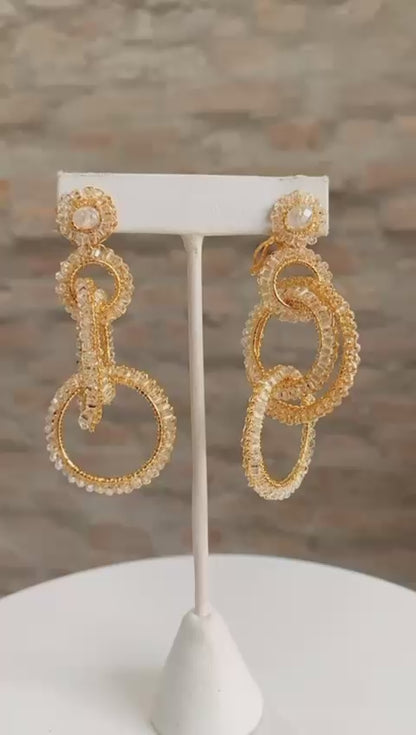 Clear & Gold Grace Handmade Crochet Earrings