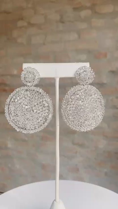 Clear & Silver Dahlia Handmade Earrings