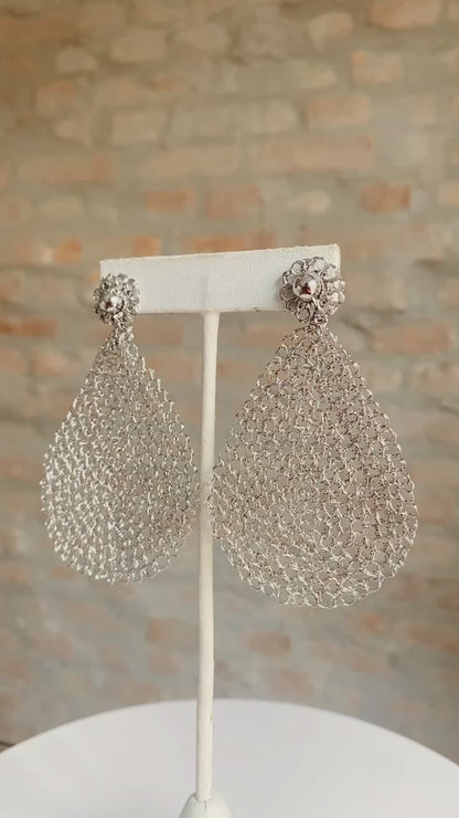 All Silver Maddie Handmade Crochet Earrings