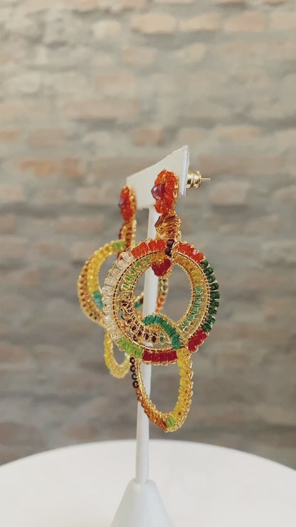 Multicolor & Gold Grace Handmade Crochet Earrings