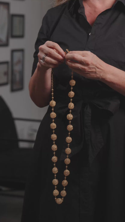 All Gold Spheres Handmade Crochet Necklace