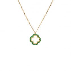 Green & Gold Lucky Clover Handmade Crochet Necklace