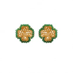 Green & Gold Lucky Clover Mini Posts Handmade Crochet Earrings